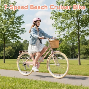 XJD Beach Cruiser Bike with Rear Rack & V-Brake – Pink