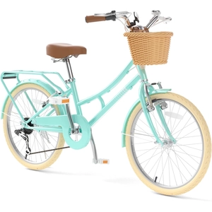 XJD Beach Cruiser Bike with Rear Rack & V-Brake – Mint Green