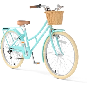 XJD Beach Cruiser Bike with Rear Rack & V-Brake – Mint Green