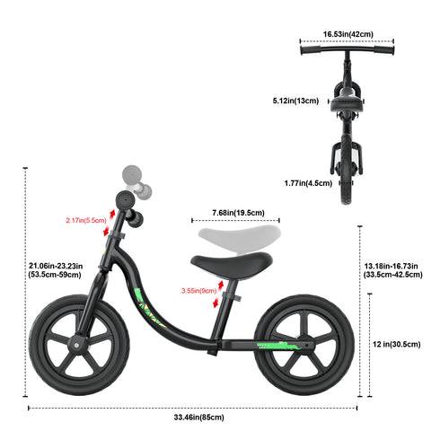 XJD Black Crocodile Kids Balance Bike