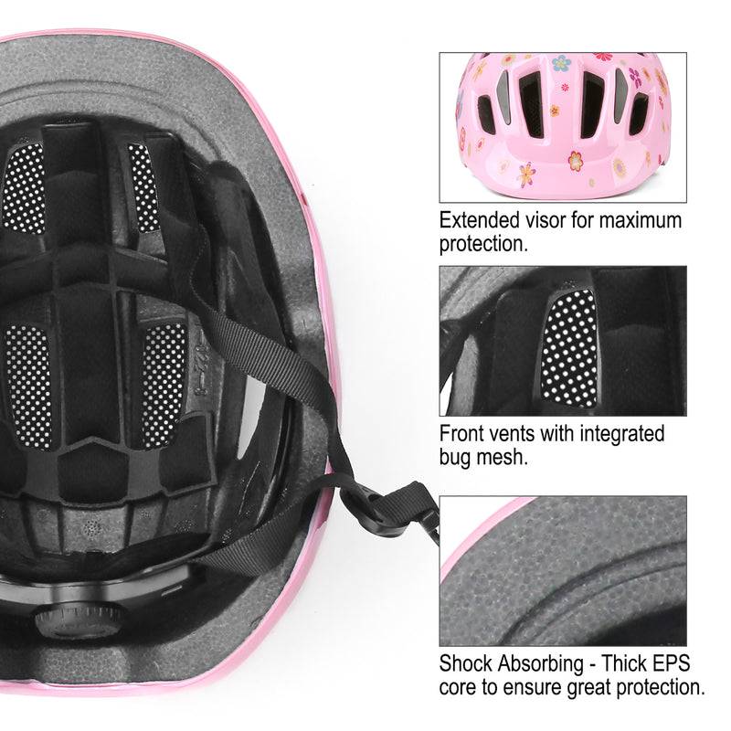 XJD Kids Bike Helmet Pink Flower