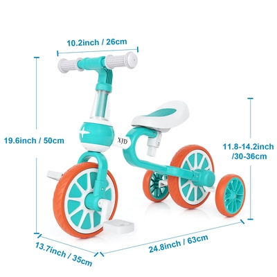 XJD 3 in 1 Toddler Tricycle Bike Green