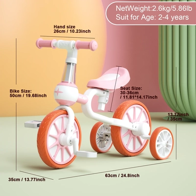 XJD 3 in 1 Toddler Tricycle Bike Pink