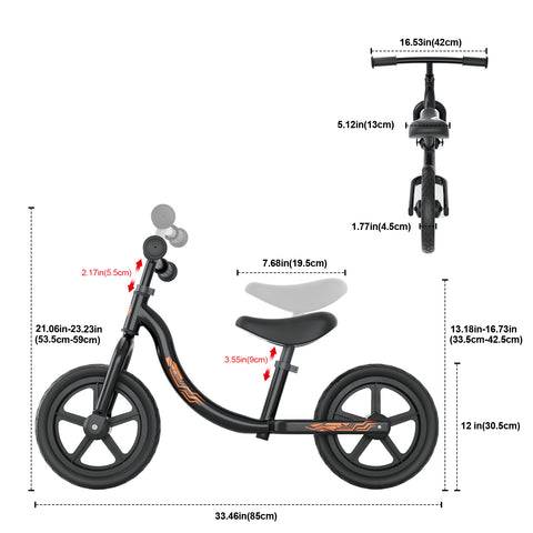 XJD Black Geometry Kids Balance Bike