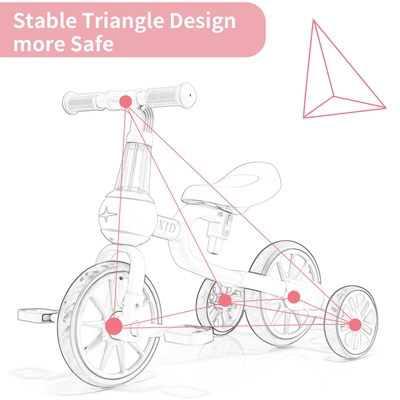 XJD 3 in 1 Toddler Tricycle Bike Pink