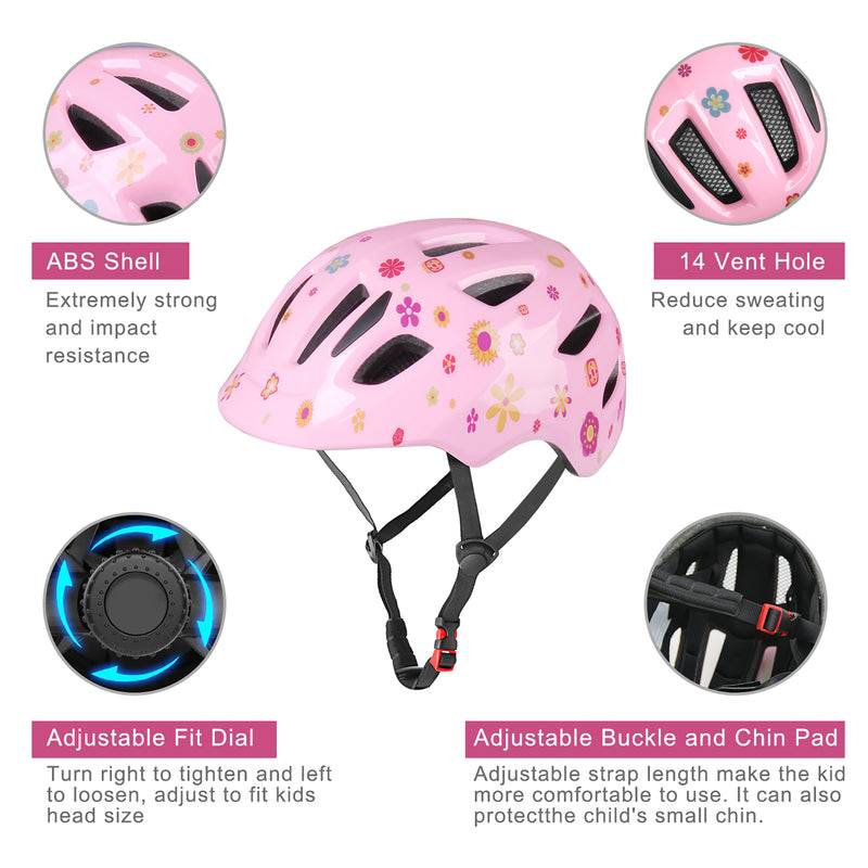 XJD Kids Bike Helmet Pink Flower